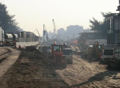 Galleria di Monza dal km 11+957 al km 12+161 carreggiata Sud. Vista d'insieme del cantiere