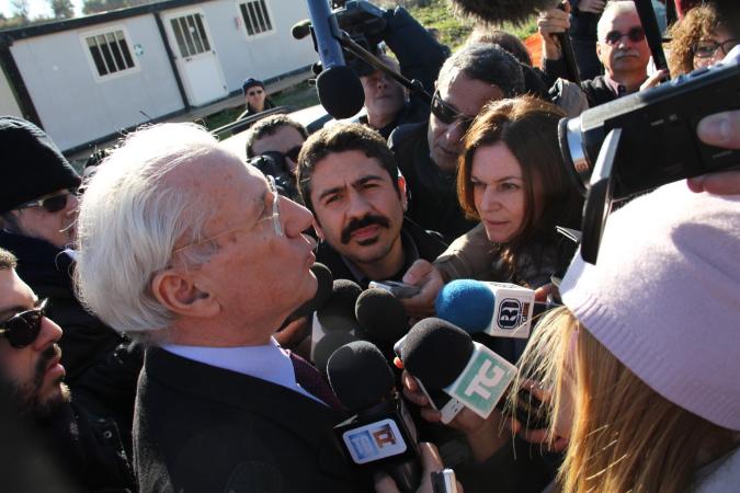 Sopralluogo del Presidente dell'Anas Pietro Ciucci alla strada statale 121 "Catanese", variante di Scorciavacche