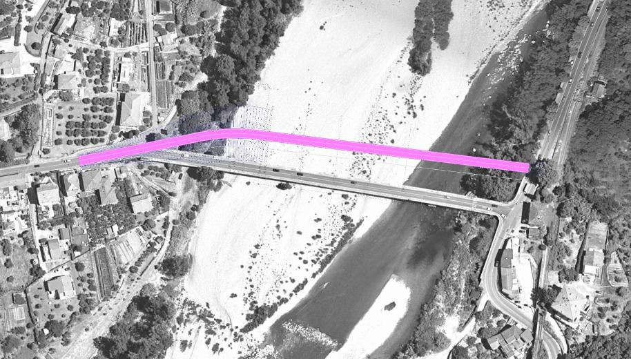 Planimetria ponte provvisorio sul fiume Magra Planimetria ponte provvisorio sul fiume Magra