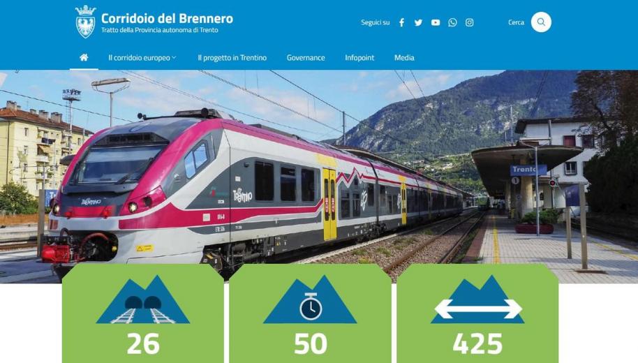 Online il nuovo sito internet dedicato al Corridoio del Brennero e al quadruplicamento della linea ferroviaria Verona-Fortezza
