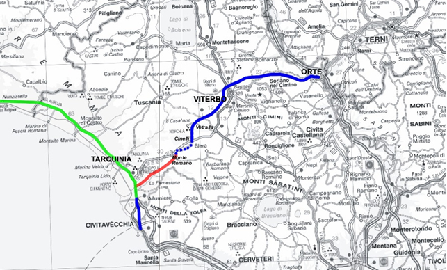 Tracciato SS 675 Orte-Civitavecchia